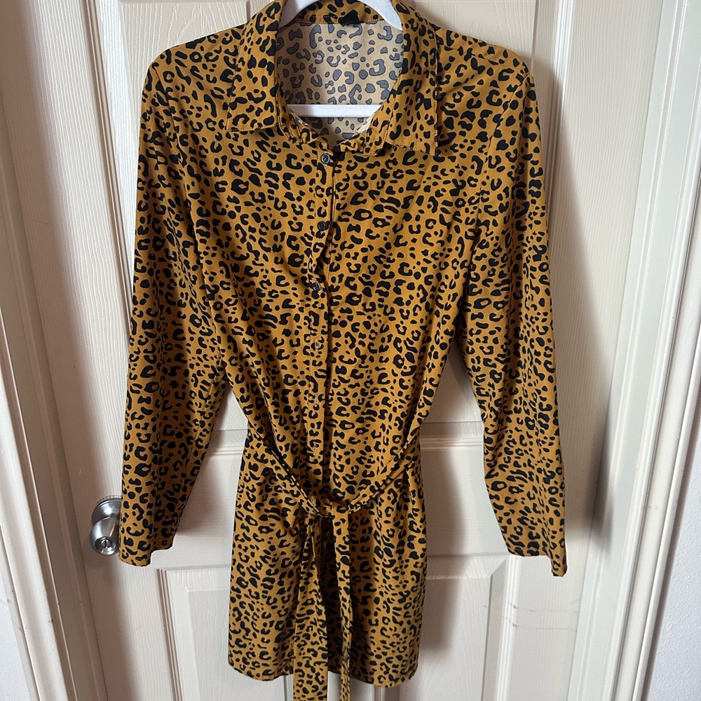 Leopard Print Long Sleeve Dress